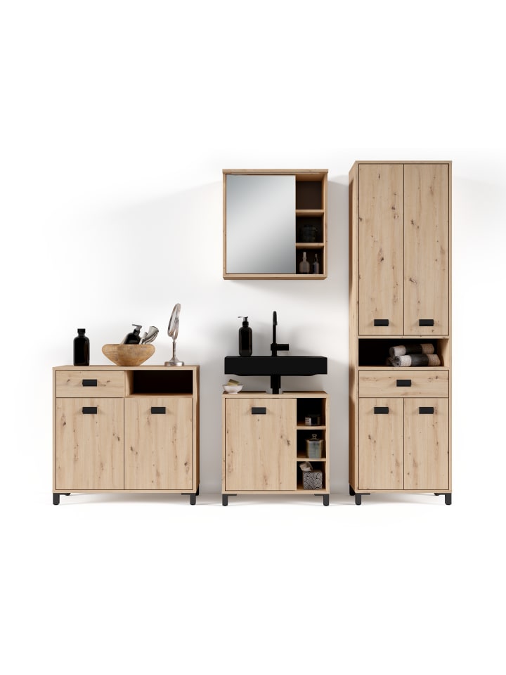 byLiving Badezimmer-Kommode Wellness in Artisan Eiche - (B) 80,5 x (H) 77,5 x (T) 31 cm günstig kaufen onesize