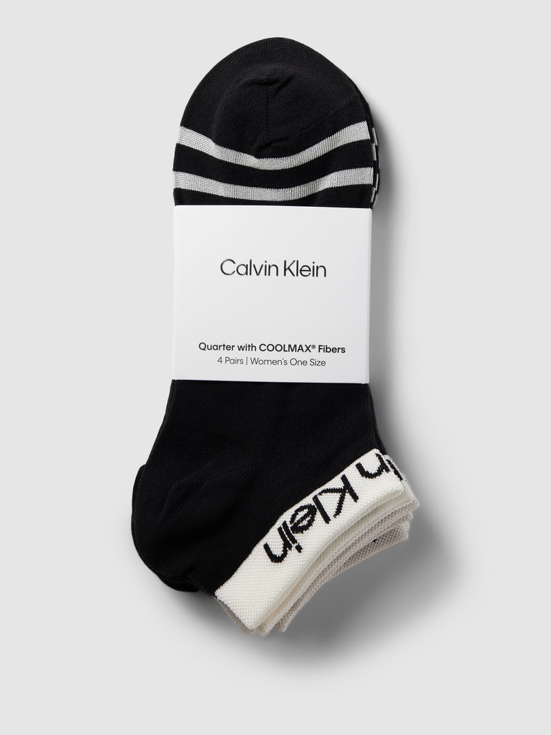 Sneakersocken mit Viskose-Anteil im 4er-Pack in schwarz