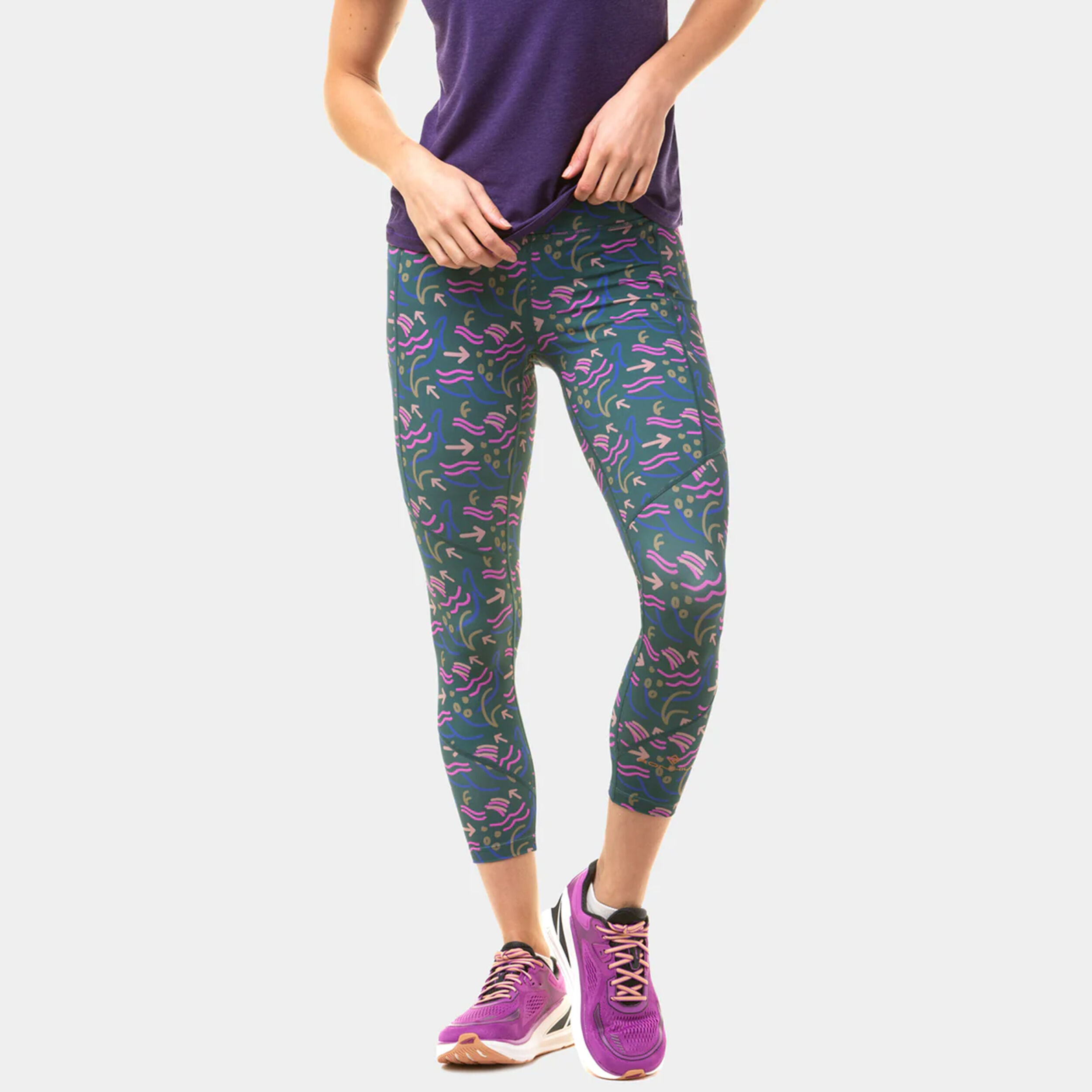 Tech Crop Lauftight Damen - Petrol, Mehrfarbig