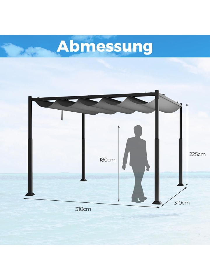 COSTWAY Pergola mit Schiebedach 3,1x3,1m in Grau günstig kaufen onesize