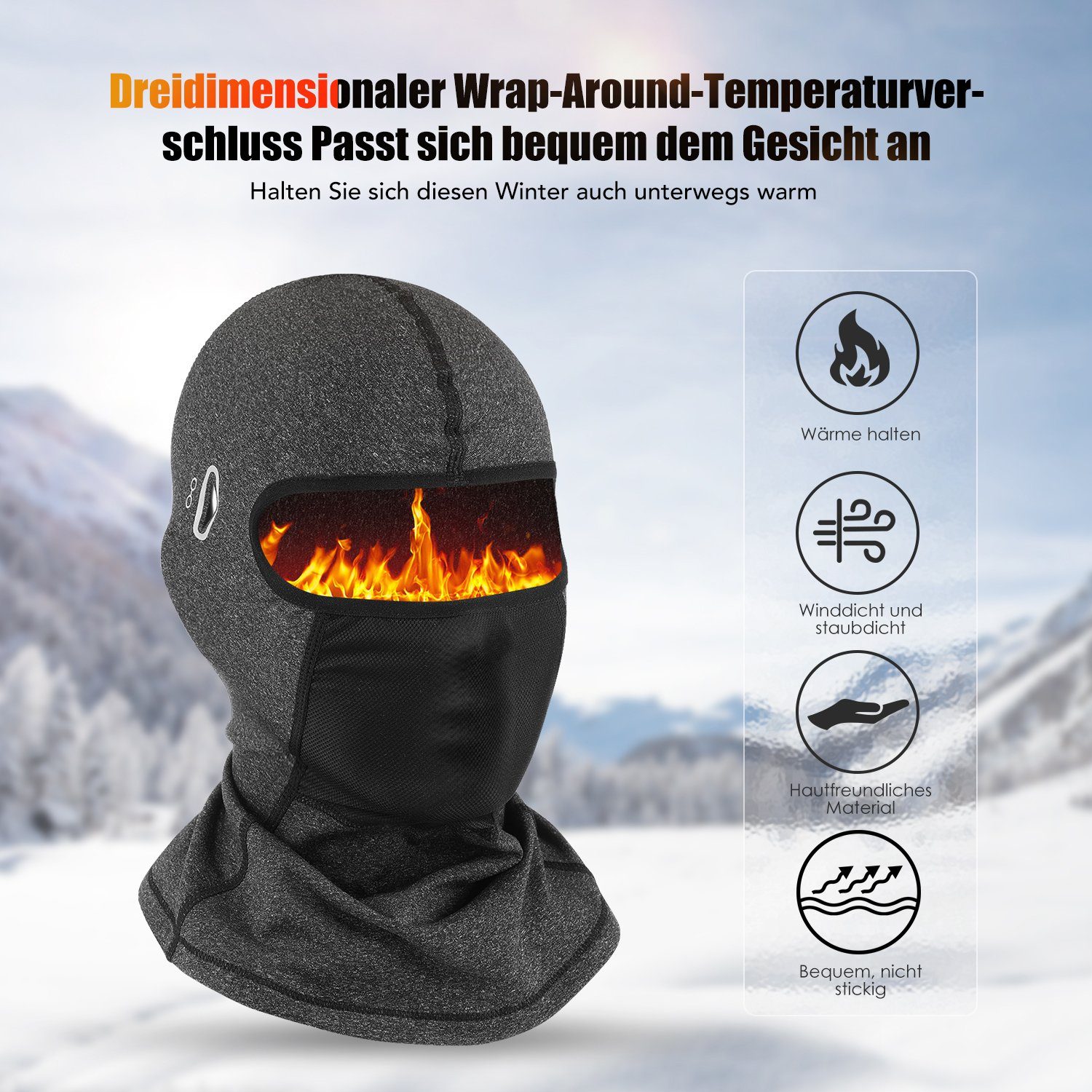 LETGOSPT Sturmhaube Fahren Winddicht Warm Gesichtshaube Einheitsgröße Herren/Damen (Herbst Winter Balaclava) für Outdoorsports Radfahren, Snowboarden, Skifahren, Motorrad