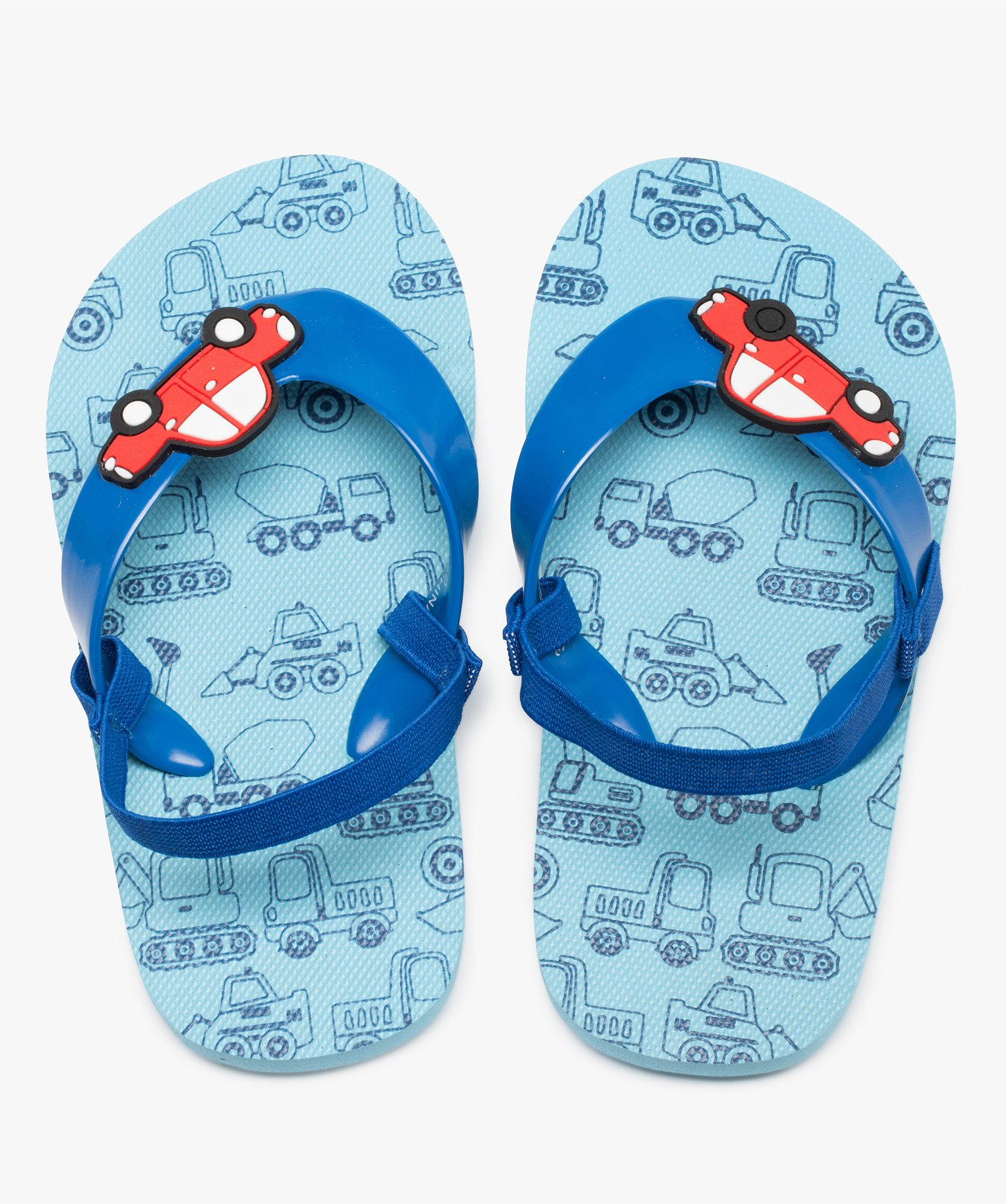 Tongs Garçon motif voitures avec bride élastiquée bleu | GEMO