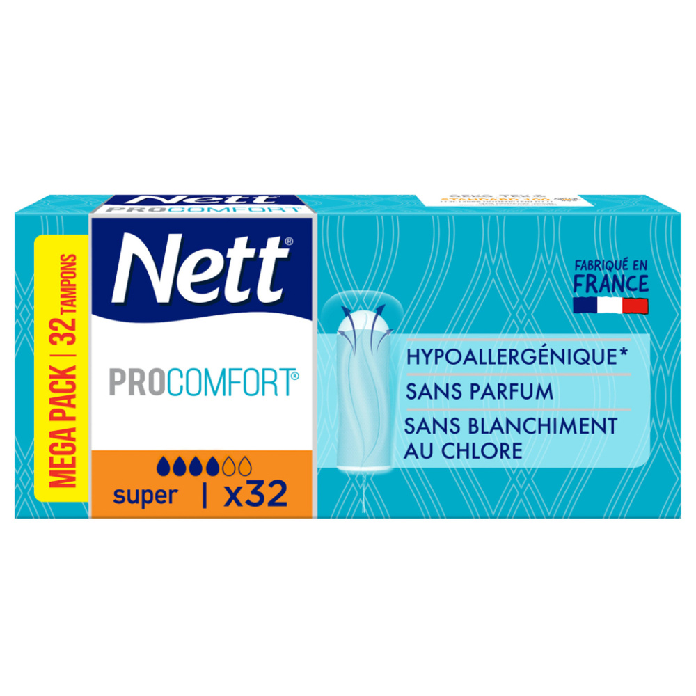 nett Procomfort Tampon sans Applicateur, Super, Boite de 32 Tampons Tampon