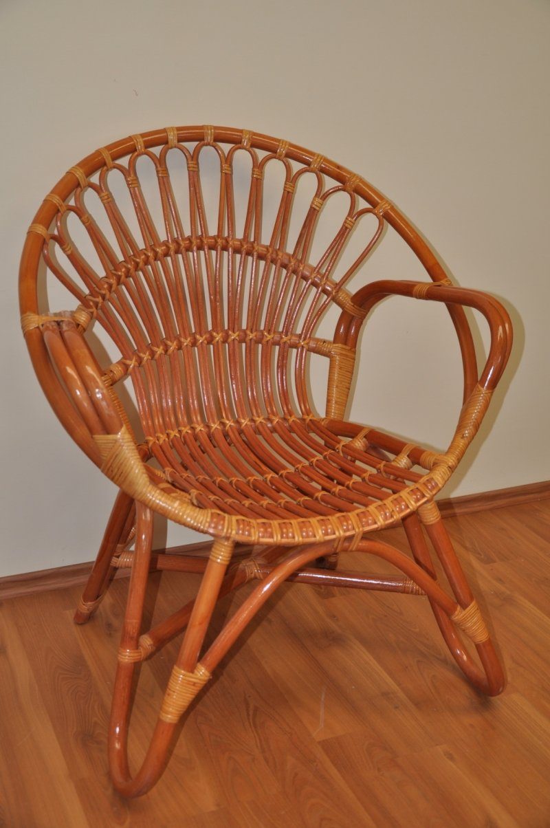 Rattani Rattanstuhl Rattansessel Lentera, Fb. Cognac inkl. Decke
