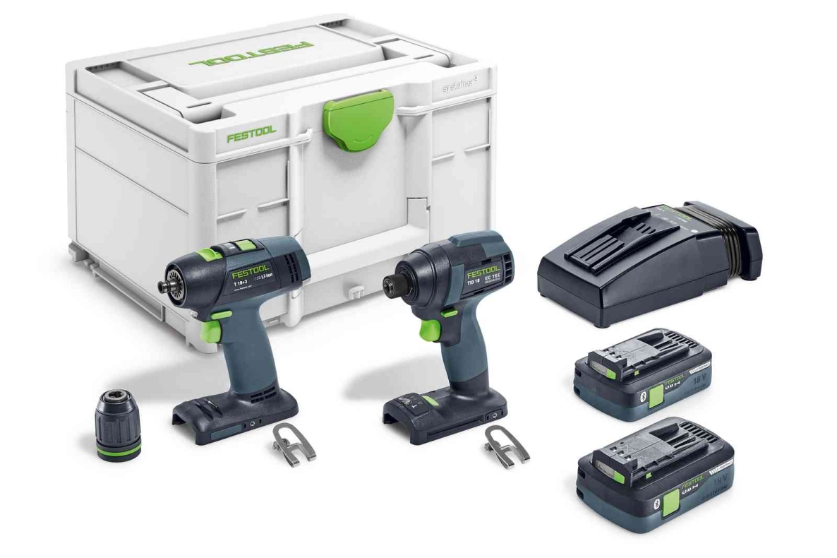 Festool 577244 TID 18 HPC 4.0-Set T18 kombi készlet - TID 18 akkus ütvecsavarozó + T18+3 akkus fúró-csavarozó 18 V 4.0 Ah Li-ion akkumulátorral