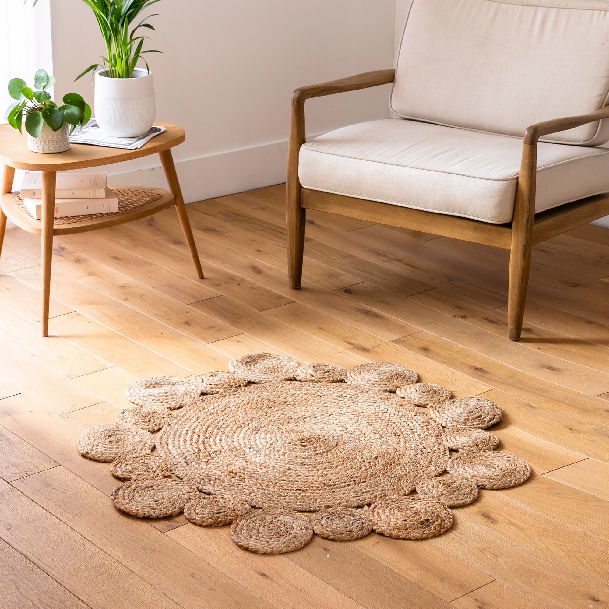 Tapis rond en jute ajouré
