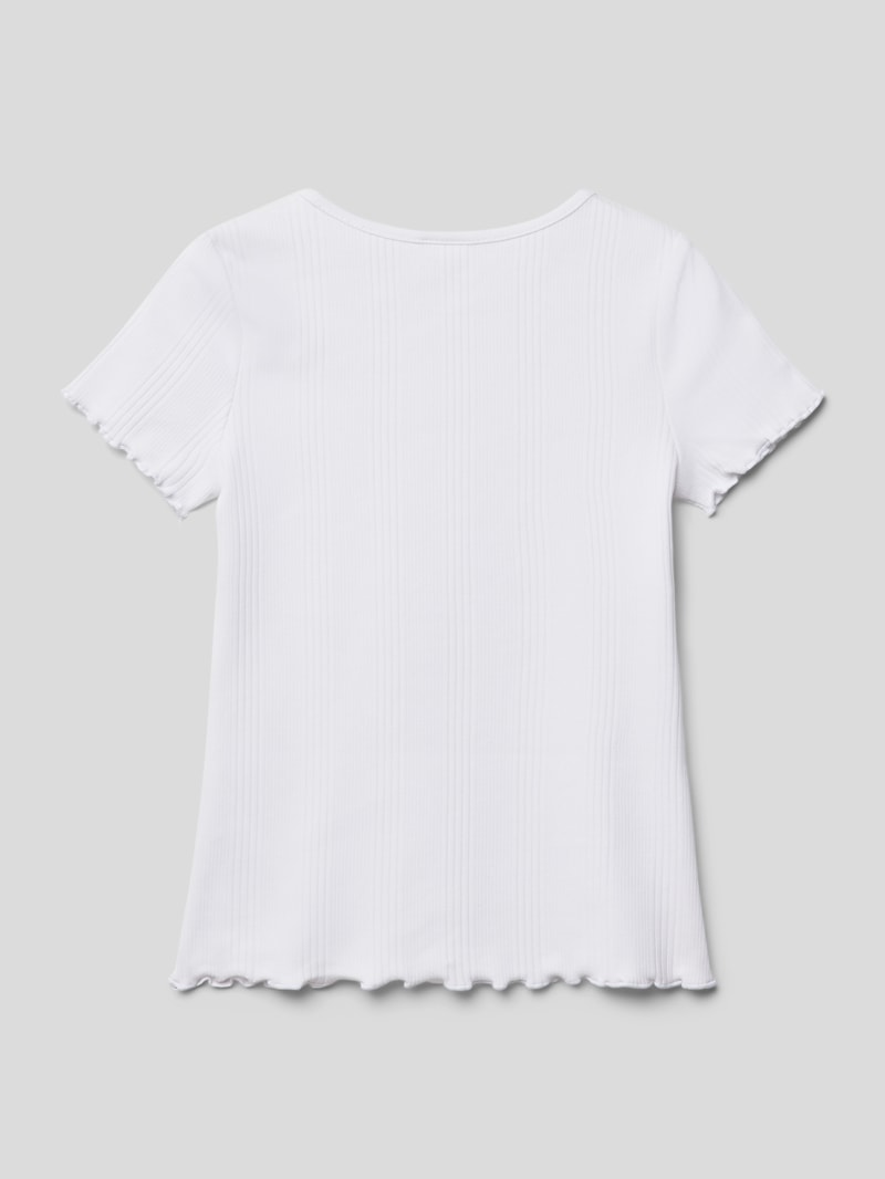 T-Shirt mit Muschelsaum in weiß