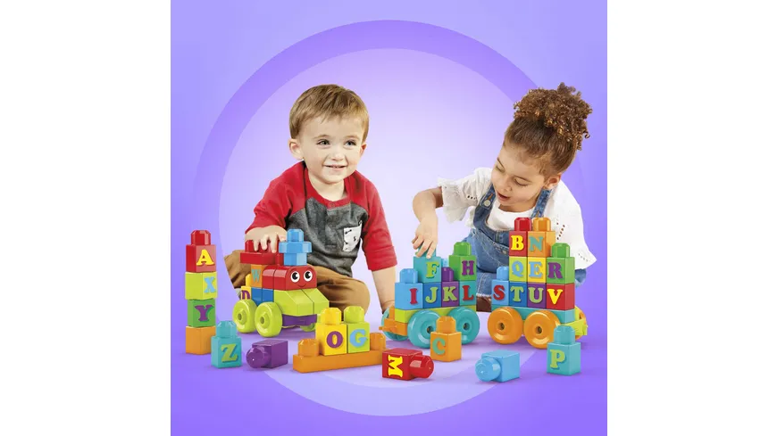 Mega Bloks ABC Lernzug (60 Teile), Steck-Bausteine, Bauklötze, Lernspielzeug