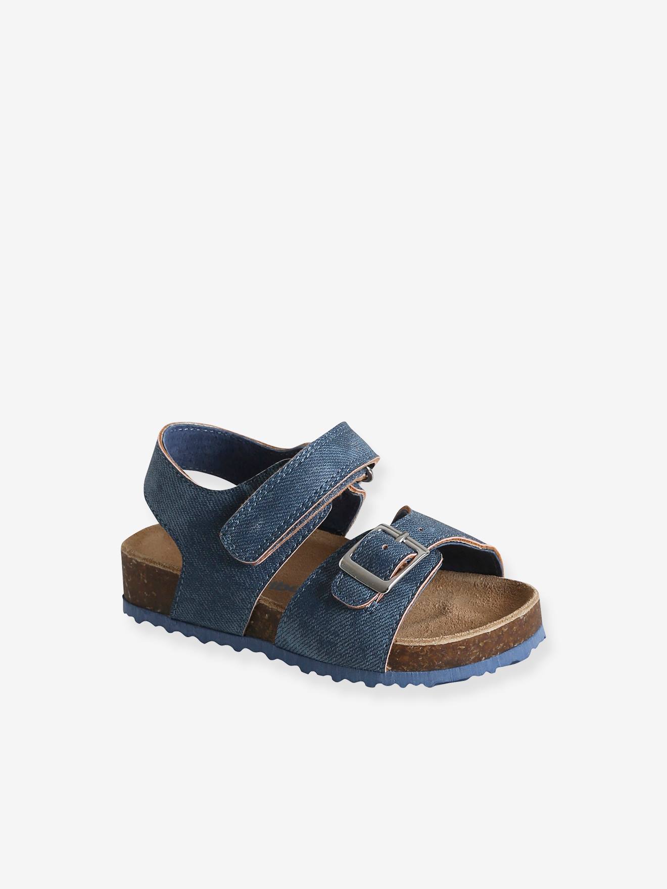 Vertbaudet Baby Sandalen, Denim-Optik - blau