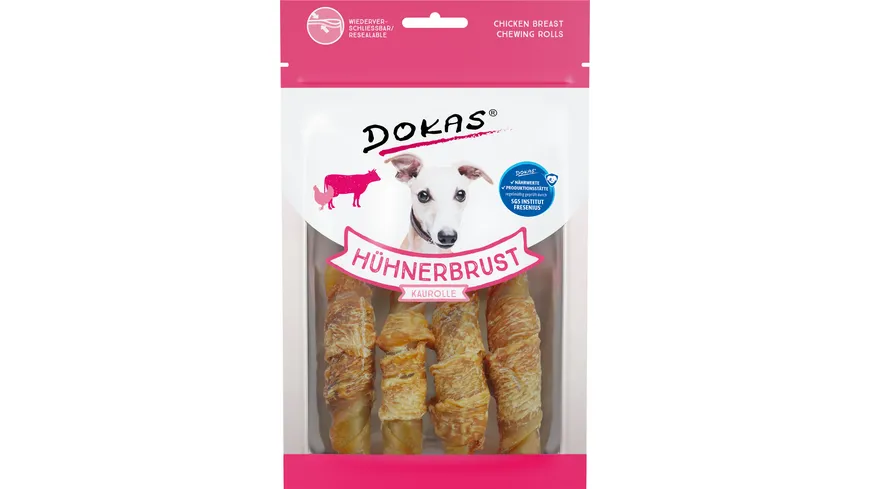 Dokas Hunde Snack Hühnerbrust Kaurolle 90 g