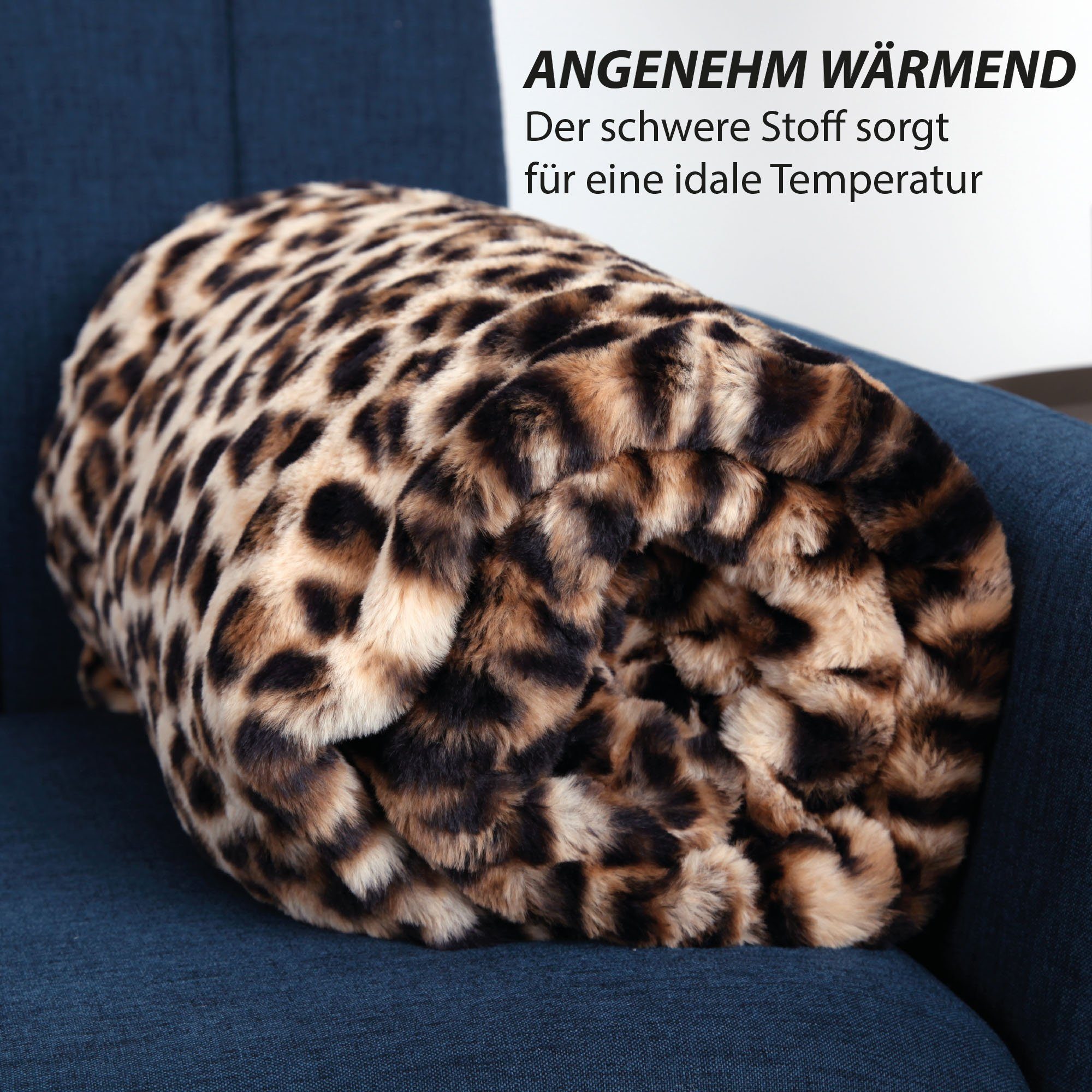 Wohndecke XXL - Leopard, Bestlivings, Kuscheldecke 150x200cm - Deluxe Flauschdecke Flanelldecke
