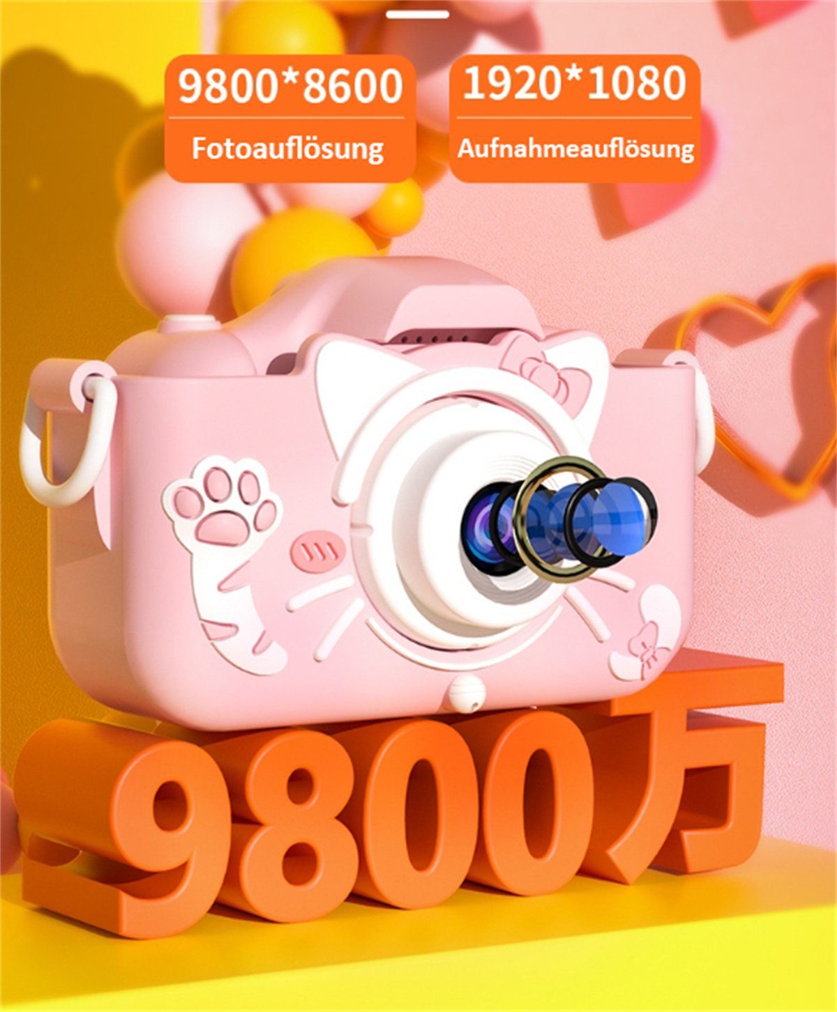 MOUTEN Cartoon-Digitalkamera, HD-Dual-Kamera + 32G-Speicherkarte Kompaktkamera