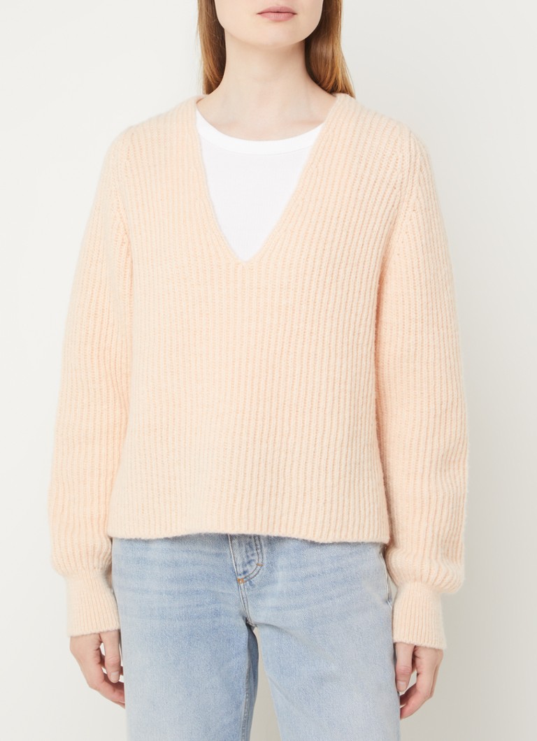 CLOSED  Ribgebreide trui in alpaca wolblend met V-hals