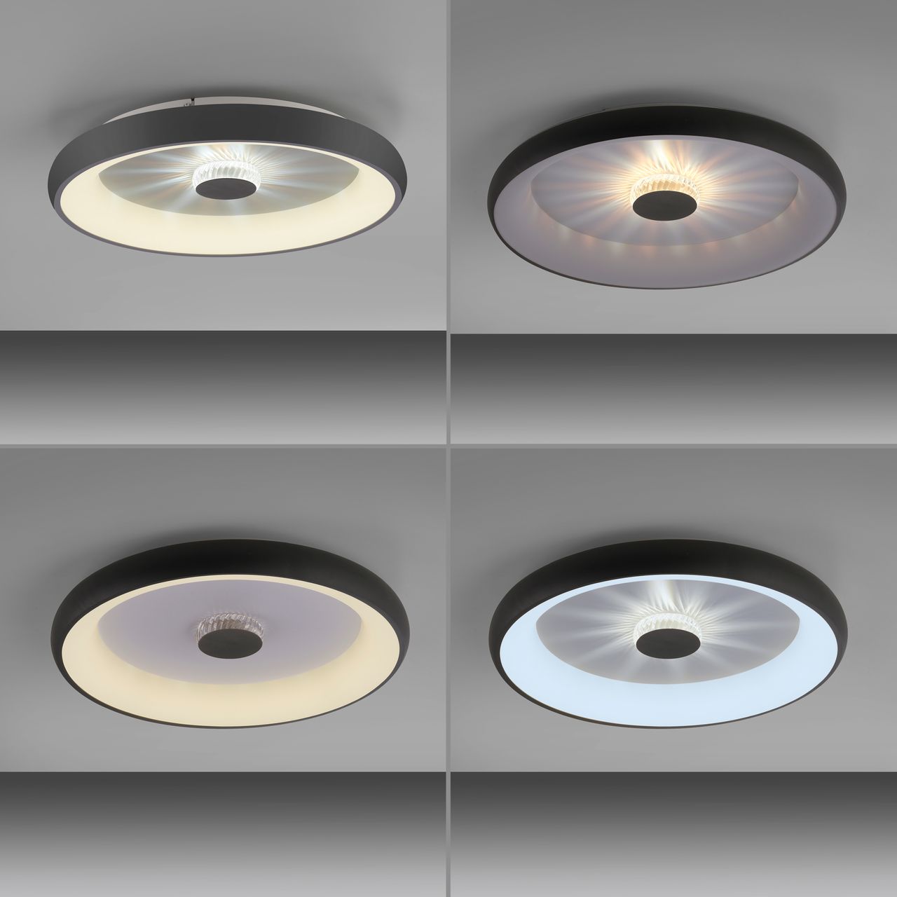 JUST LIGHT LED Deckenleuchte VERTIGO, CCT, dimmbar, Fernbedienung, Ø61,5 cm, Kristall-Effekt