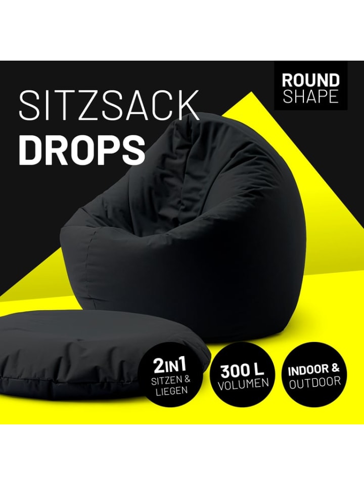 Lumaland Indoor/Outdoor-Sitzsack 2in1 Sitzsack 300l  120x80x75cm - schwarz günstig kaufen onesize