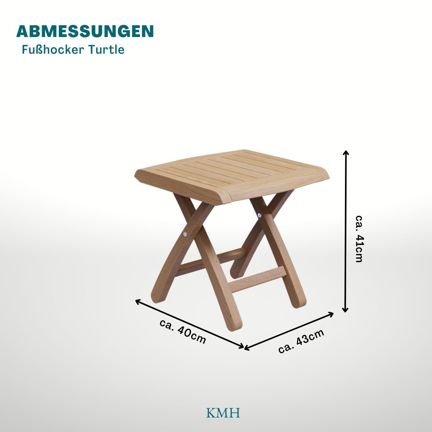 KMH Fußhocker TEAK Fußhocker *Turtle* (102124)