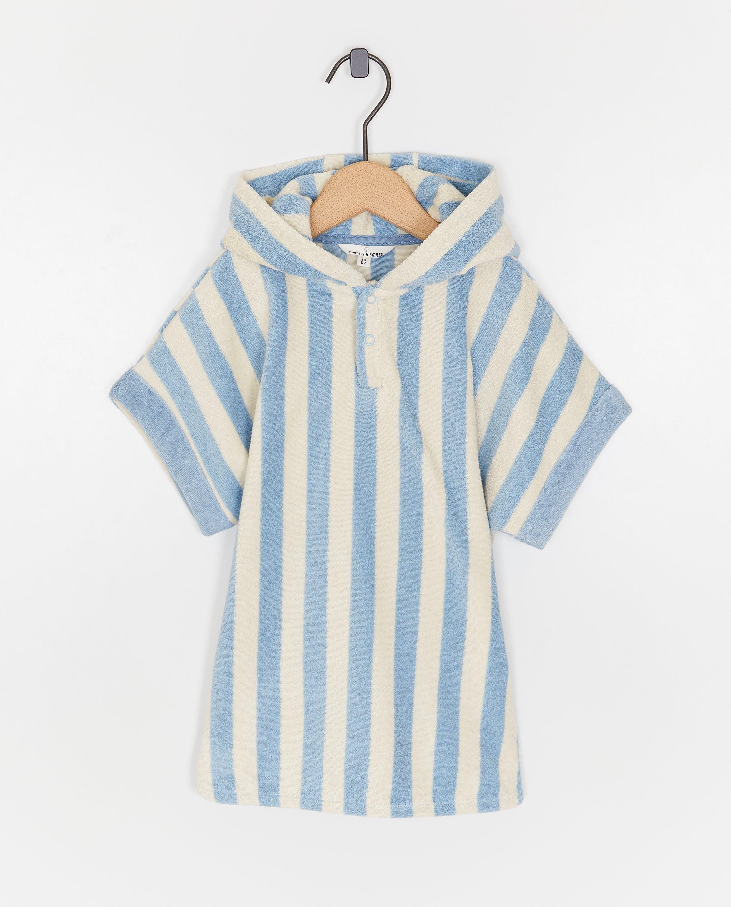 Poncho de baie cu dungi Cuddles and Smiles, 62-104 albastru