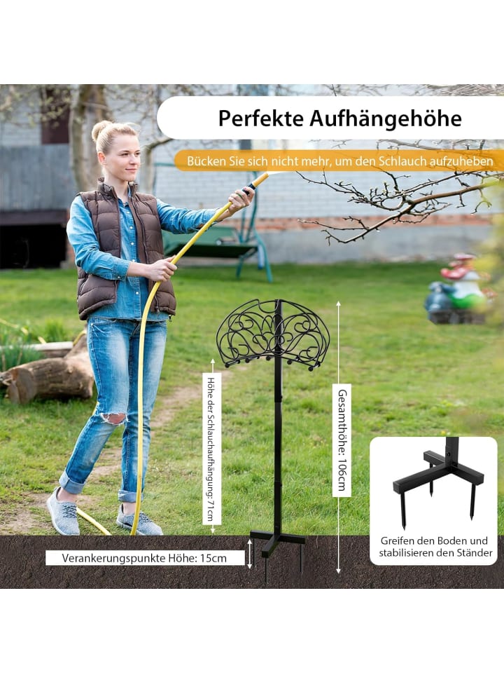 COSTWAY Schlauchhalter in Schwarz günstig kaufen onesize