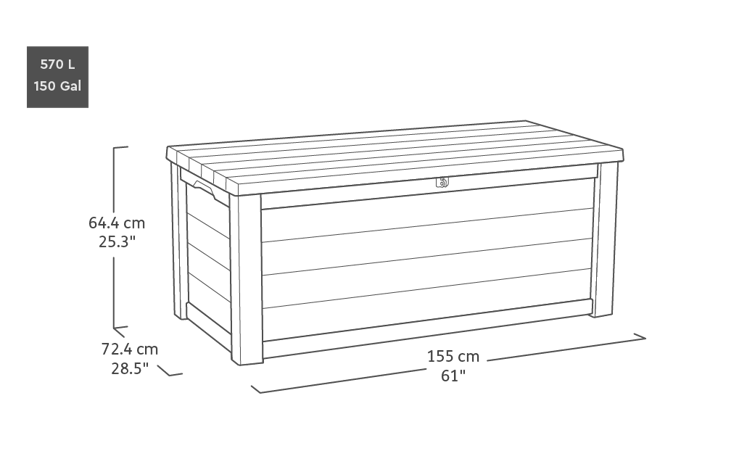 Keter Eastwood Auflagenbox, wetterbeständig - 570L - Grau Holzoptik