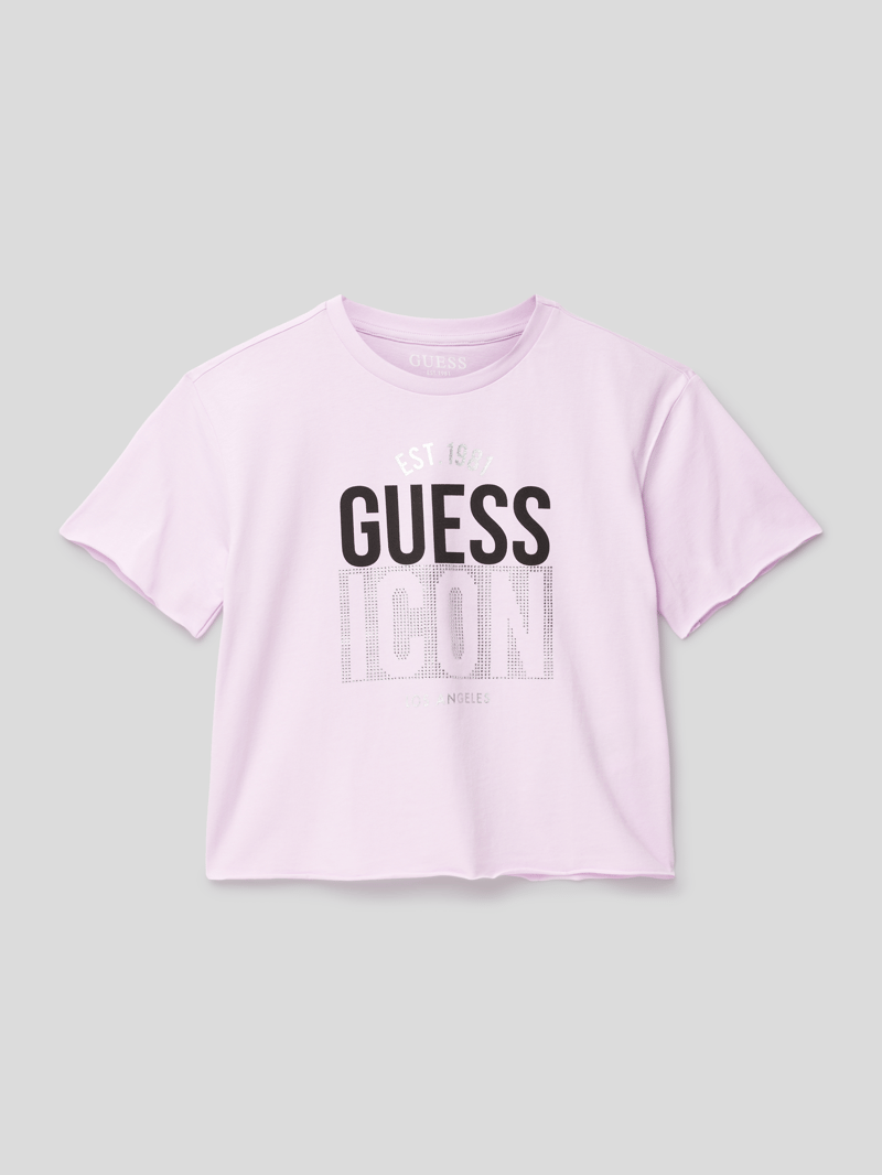 T-Shirt mit Ziersteinbesatz in flieder