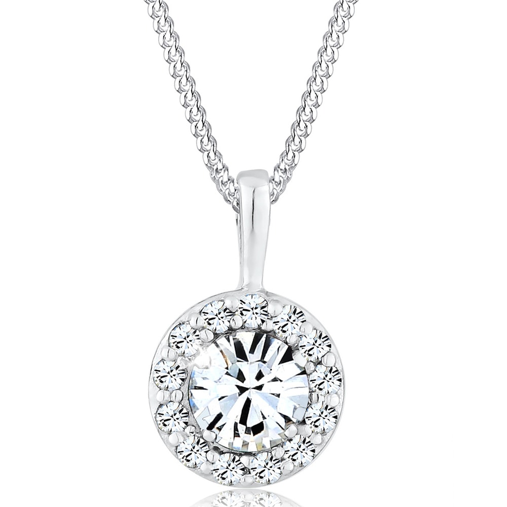 Elli Elli Collier Femme Cercle avec Cristal - (925/1000) Argent collier