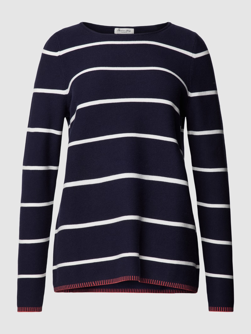 Strickpullover mit Streifenmuster in dunkelblau