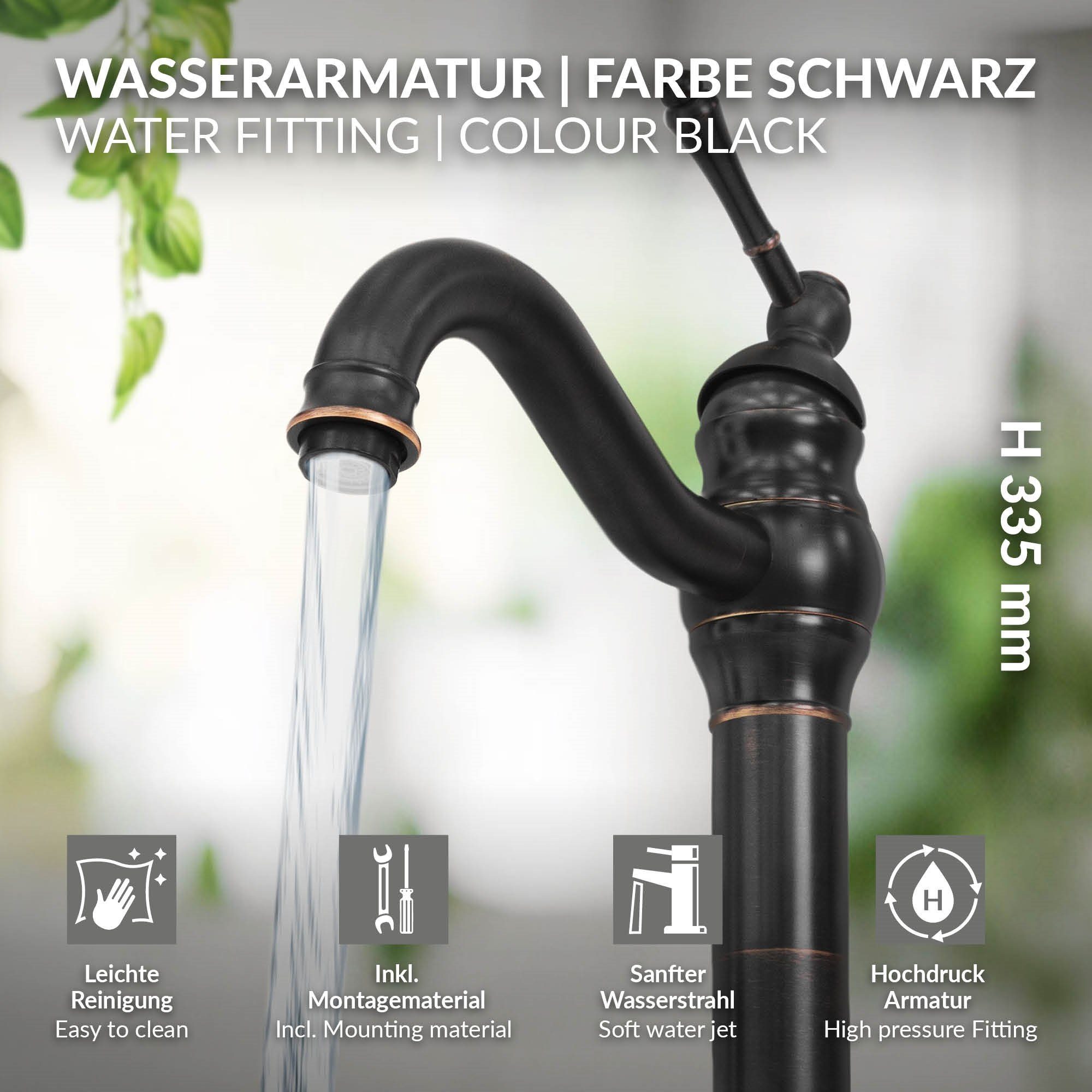 LuxeBath Waschtischarmatur Waschtischarmatur fürs Badezimmer 215x62x335 mm Bronze/Schwarz