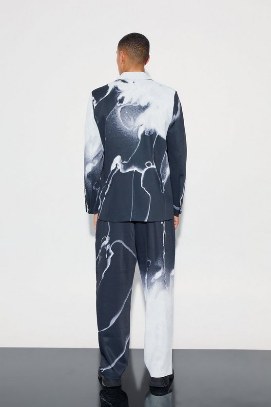 Lockere Hose mit Marmor-Print