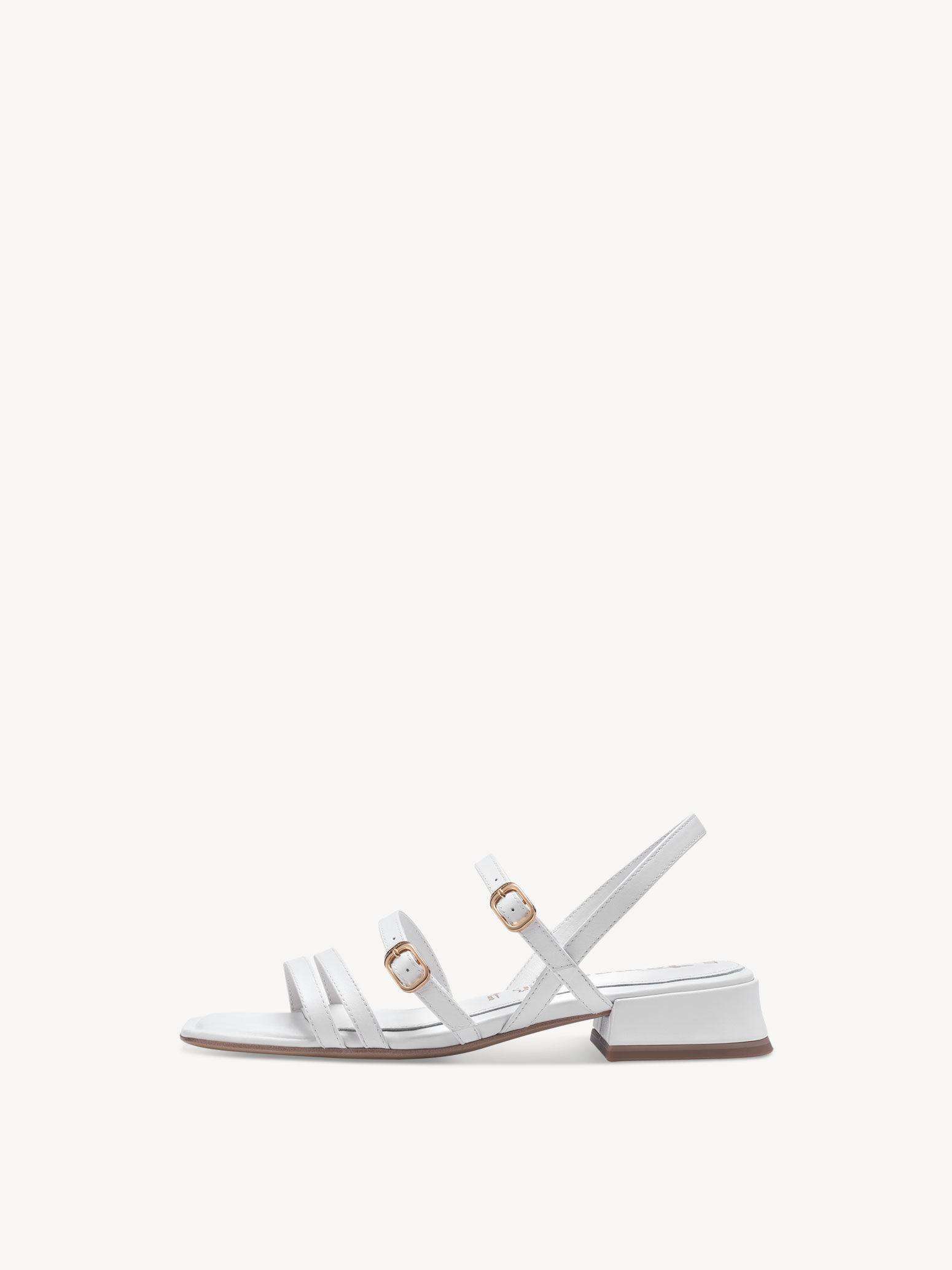 Sandale à talon en cuir - blanc