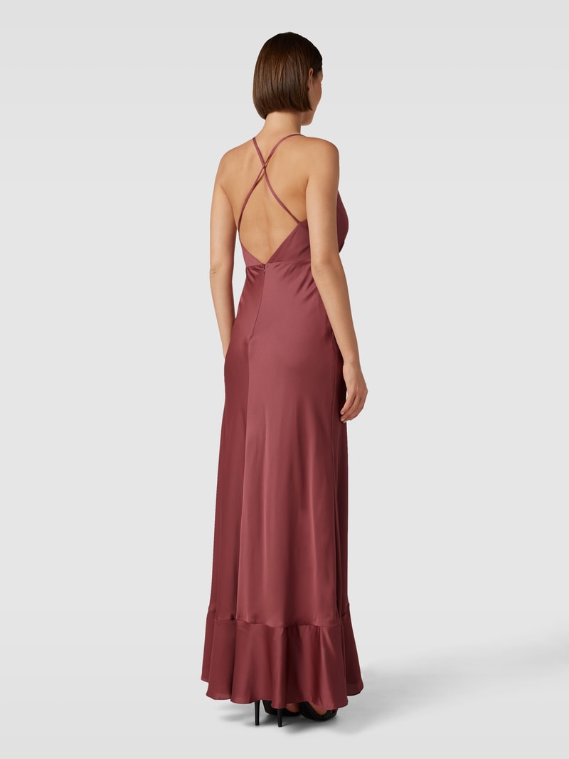 Abendkleid in Wickel-Optik in rostrot
