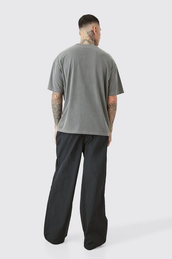 Tall Oversize T-Shirt mit Acid-Waschung und Acdc-Print