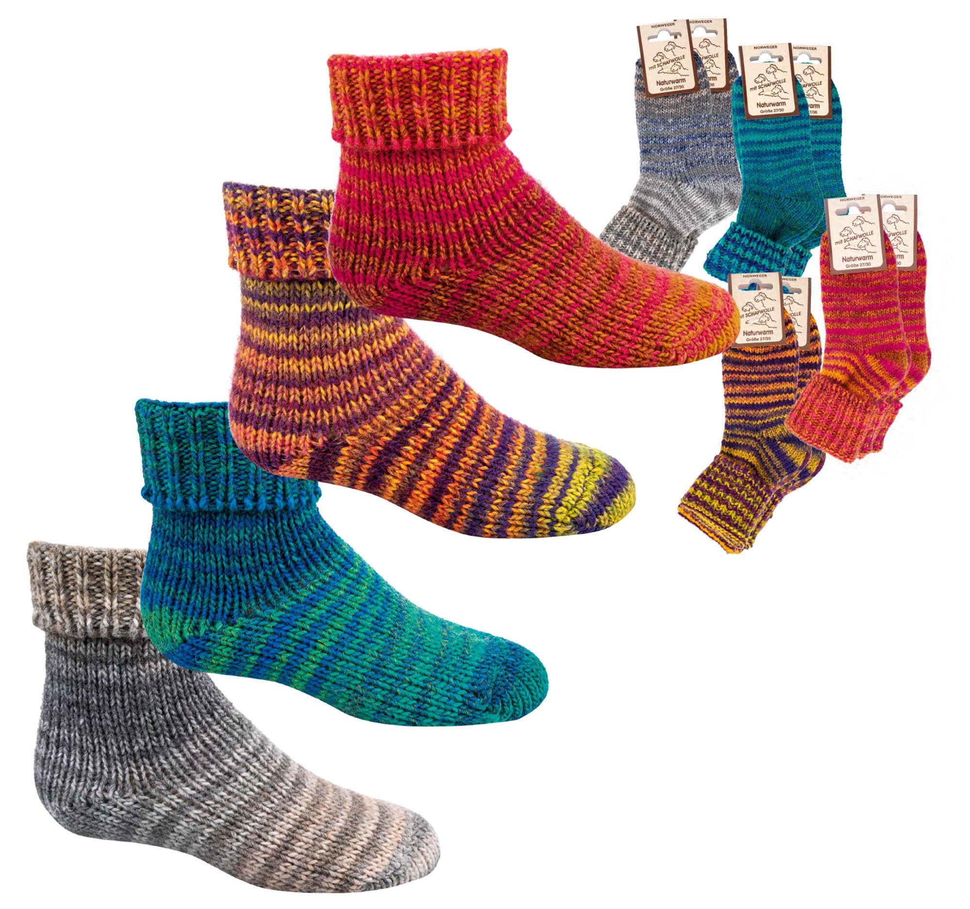 FussFreunde Norwegersocken 2 Paar warme, kuschelige Kindersocken mit Wolle im Skandinavien-Style