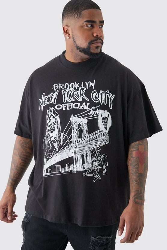 Plus Oversize T-Shirt mit Official City Print