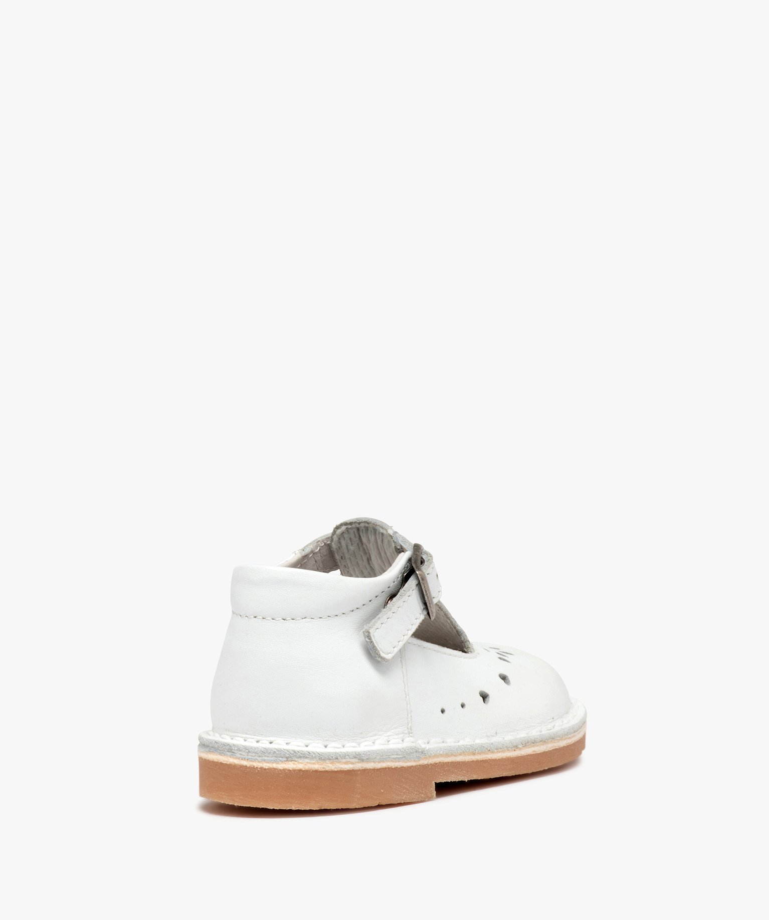Babies bébé fille dessus cuir uni motifs perforés blanc | GEMO
