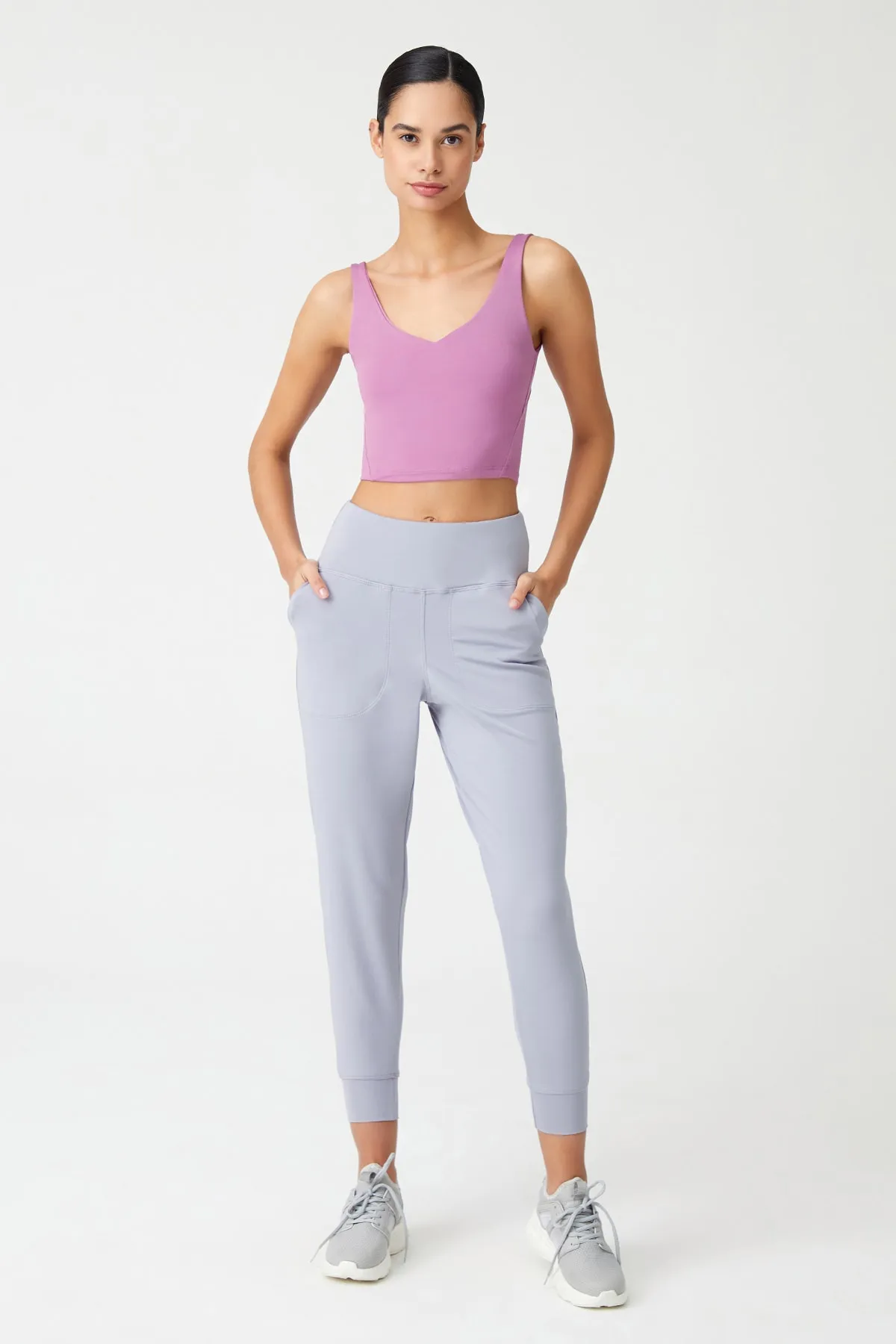 LOS OJOS  Graue Jogginghose mit hoher Taille für Damen