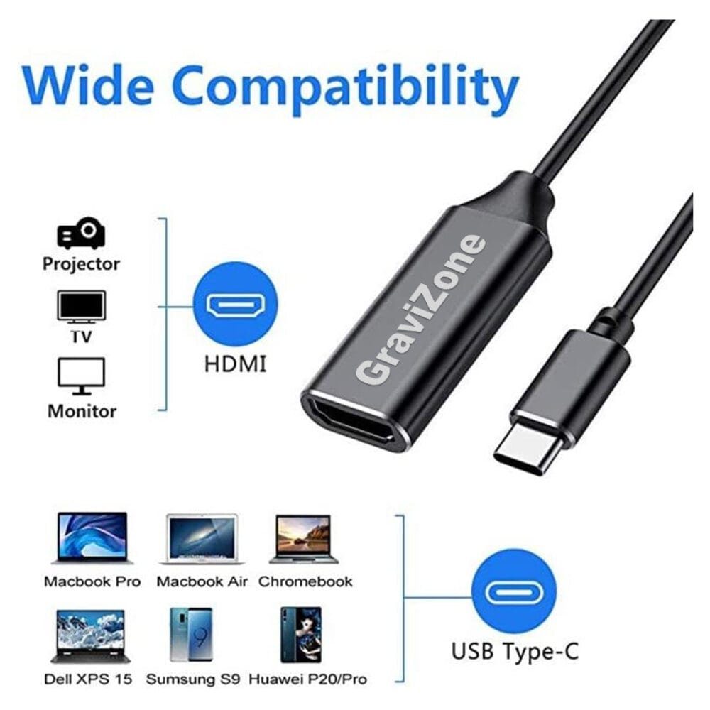 Gravizone Usbc zu Hdmi Adapter PC Laptop Notebook HDMI-Adapter Usb Typ C zu Hdmi