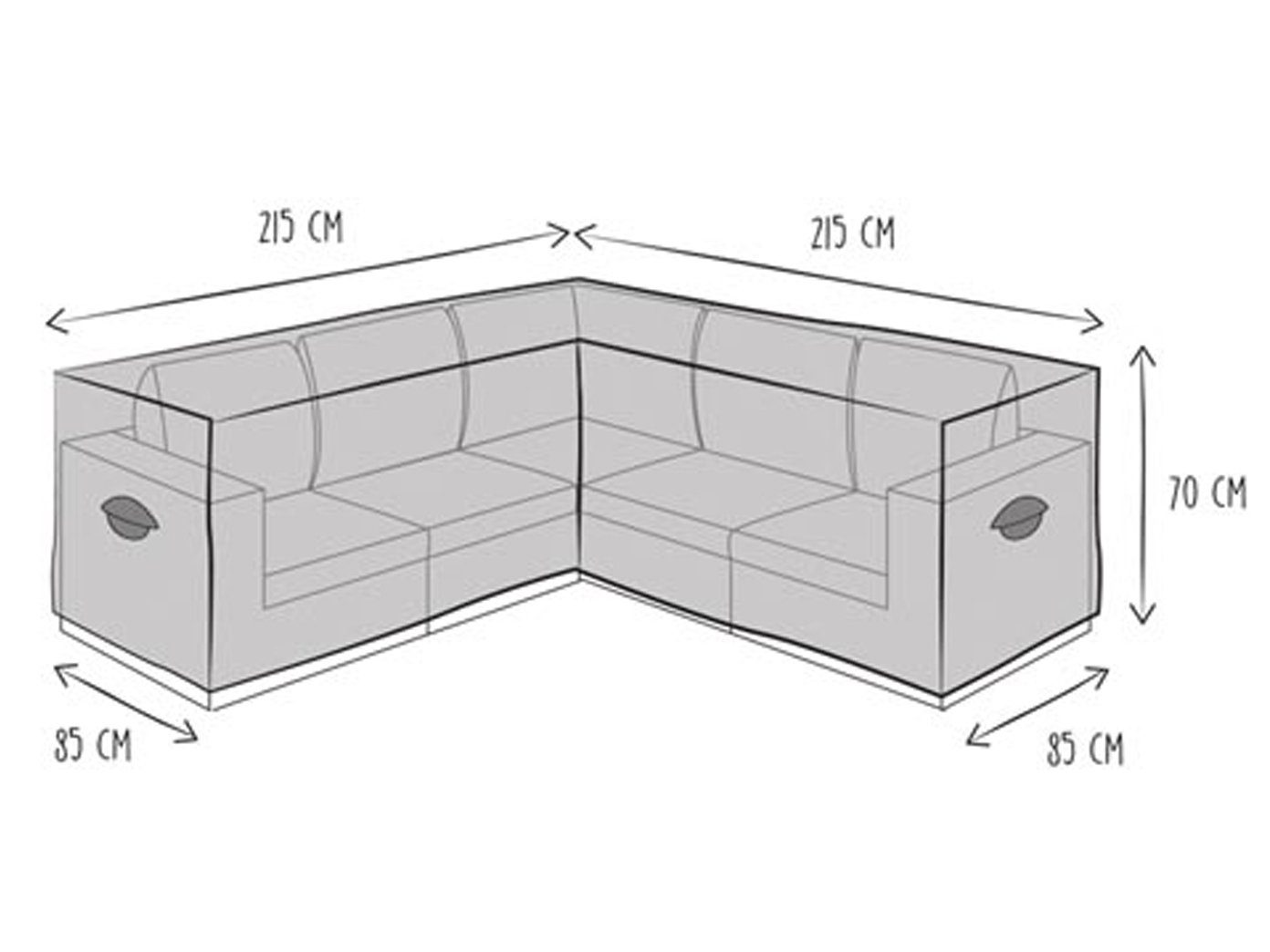 PEREL Gartenmöbel-Schutzhülle (1-St), Abdeckung Lounge-Möbel atmungsaktive Abdeckhaube L-Form 215x215x85cm