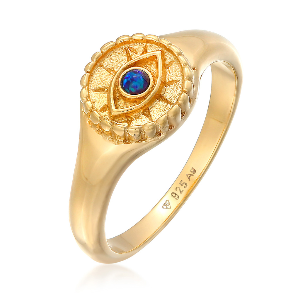 Elli Elli Bague Femmes Sceau Evil Eye avec opale synthétique en argent sterling 925 pl Bague
