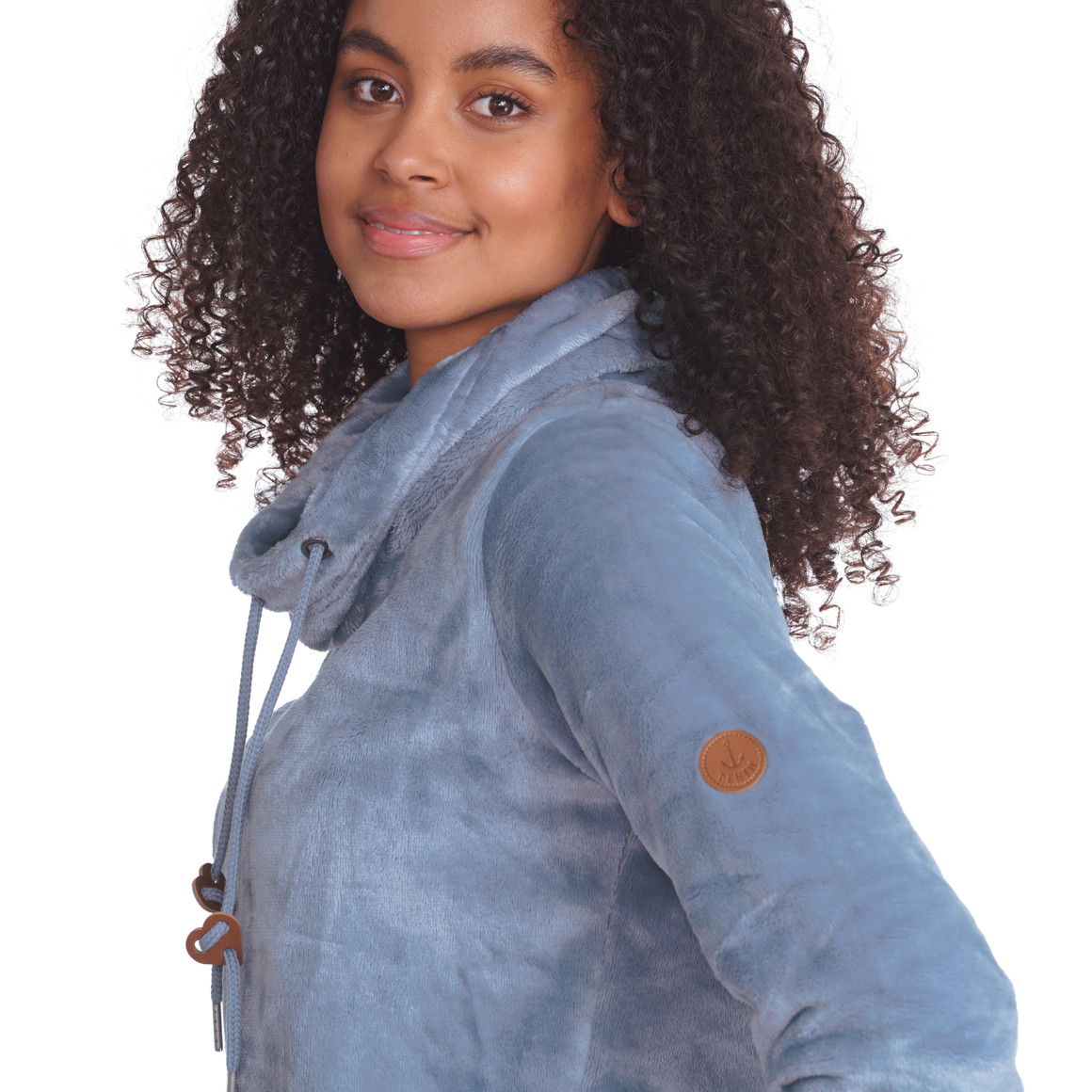Damen Plüsch-Sweatshirt mit Schalkragen
