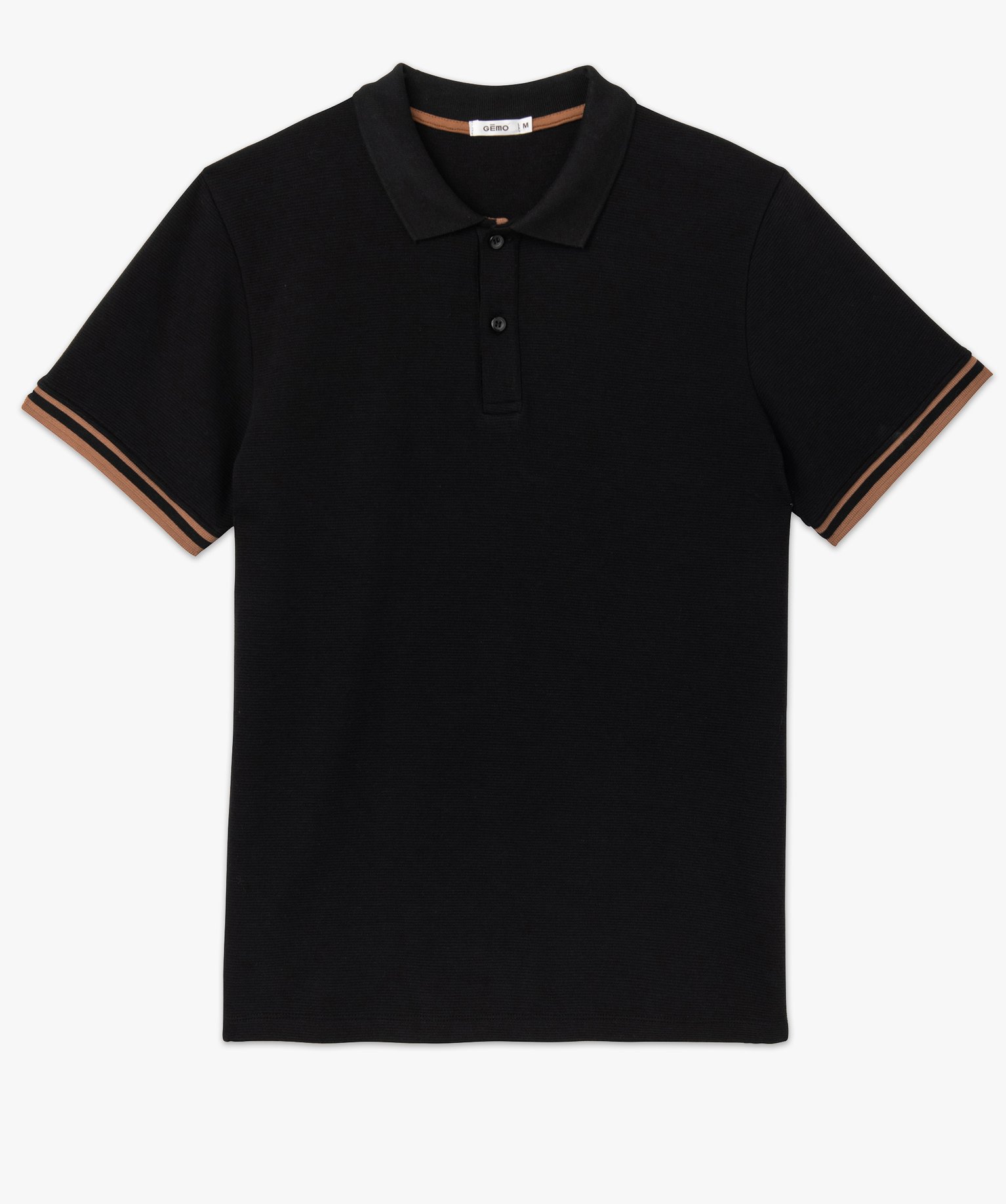 Polo homme à manches cortes en maille épaisse noir | GEMO