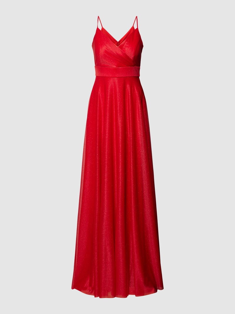 Abendkleid in schimmernder Optik in rot