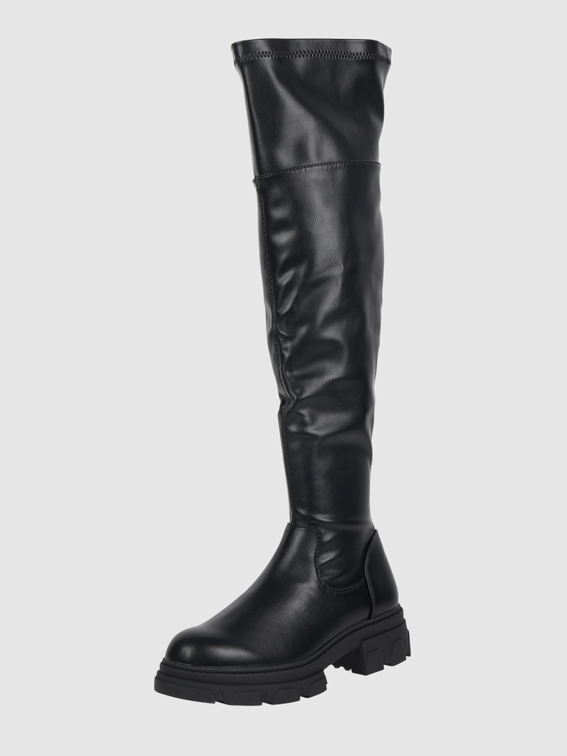 Overknees in Leder-Optik in schwarz
