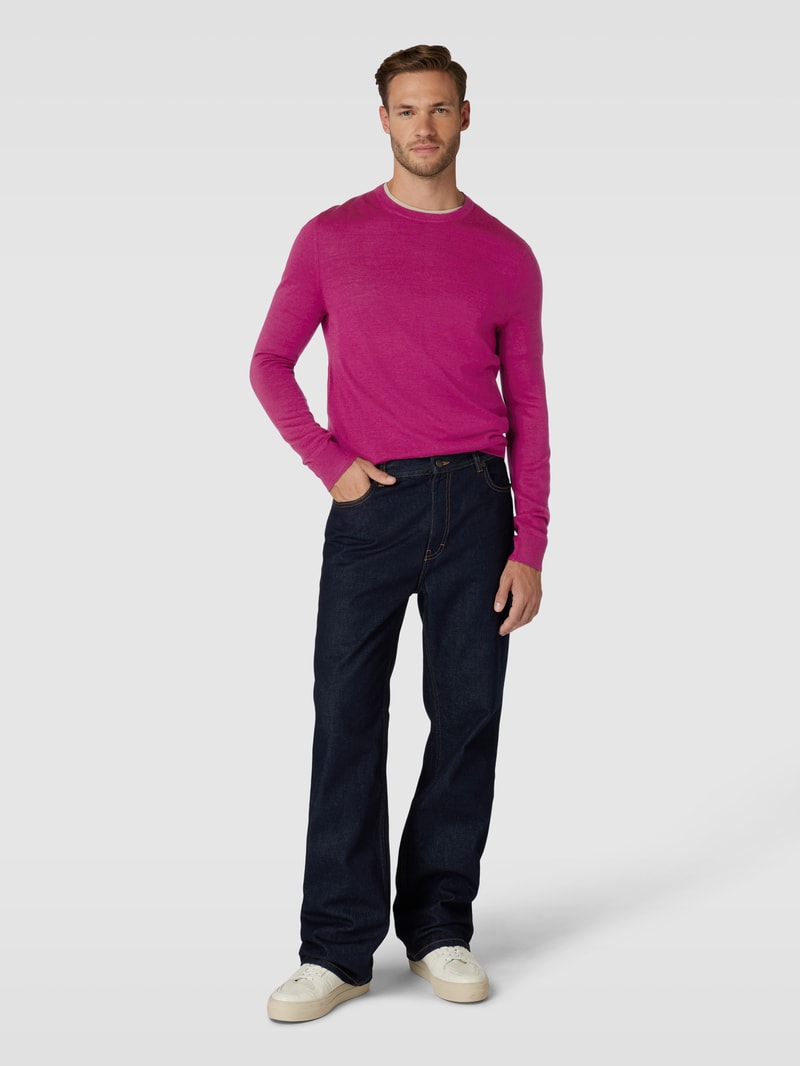 Longsleeve aus Woll-Mix in pink meliert