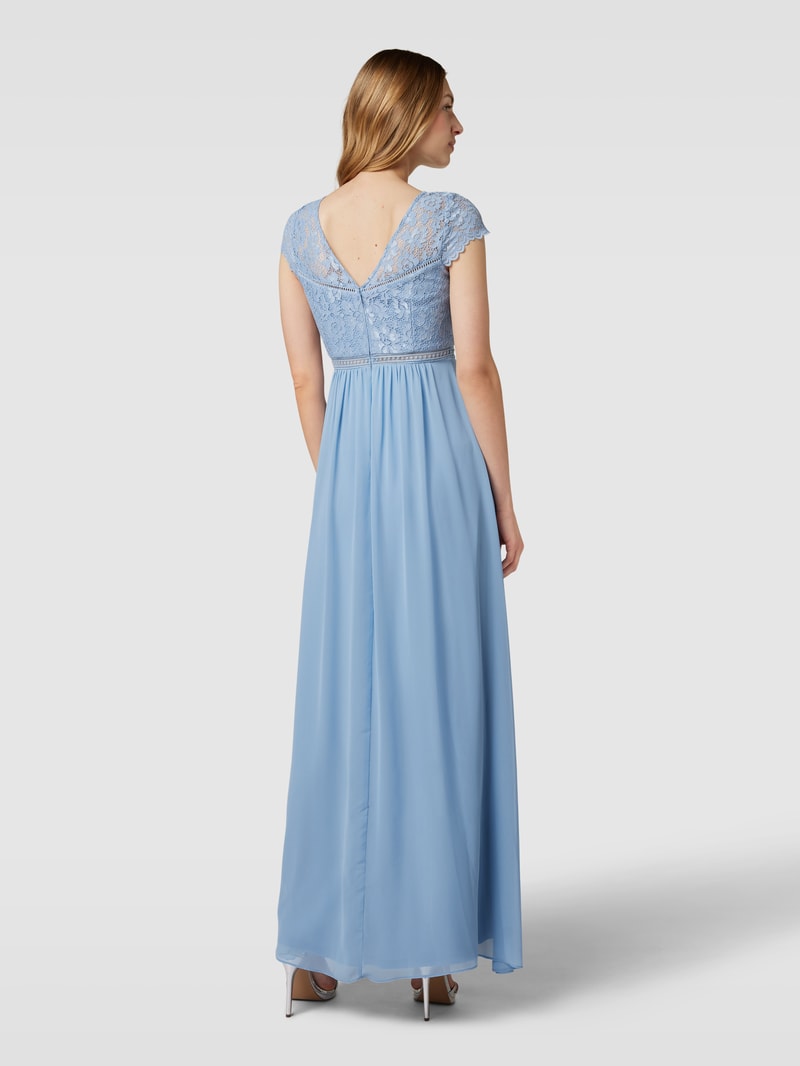 Abendkleid mit floraler Spitze in bleu