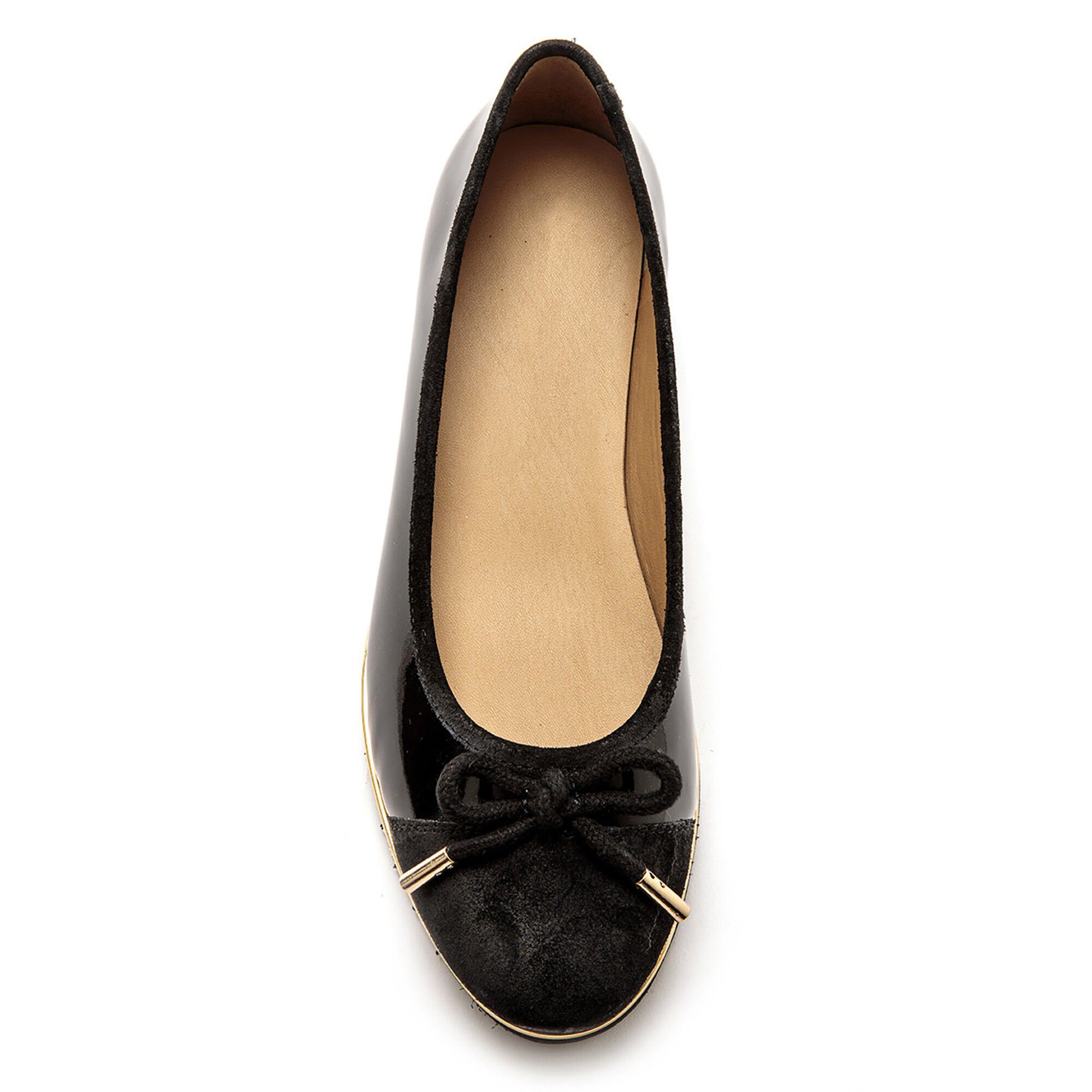Ballerine compensée largeur confort en cuir verni