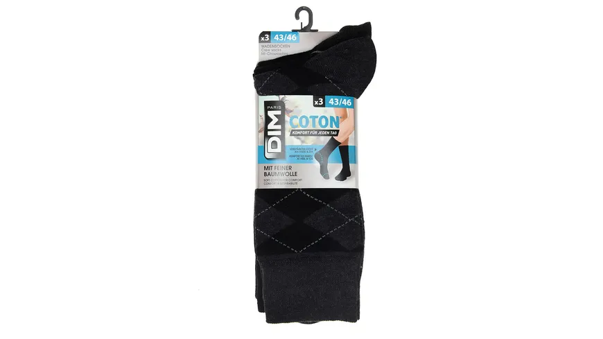 DIM Herren Stricksocken im Vintage-Look 3er Pack anthracite chine