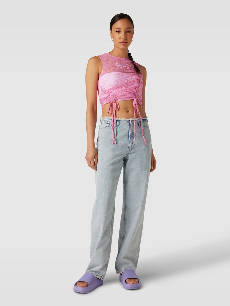 Top mit Allover-Label-Print in pink