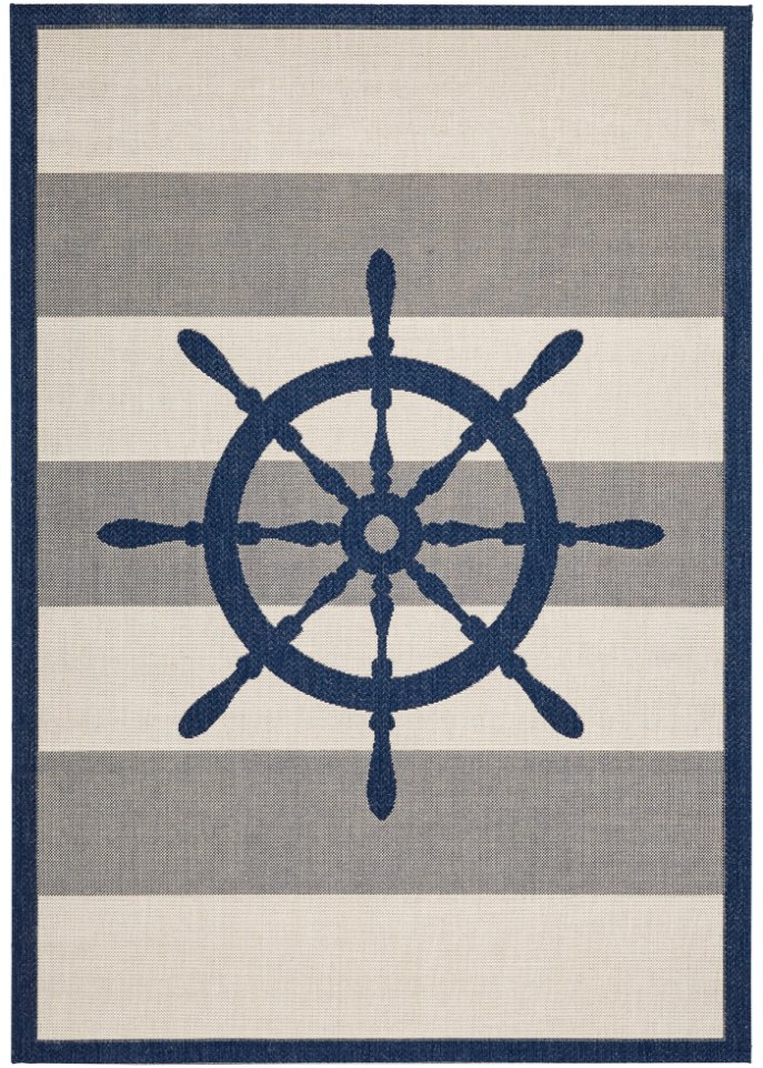 In- und Outdoor Teppich mit Steuerrad Motiv