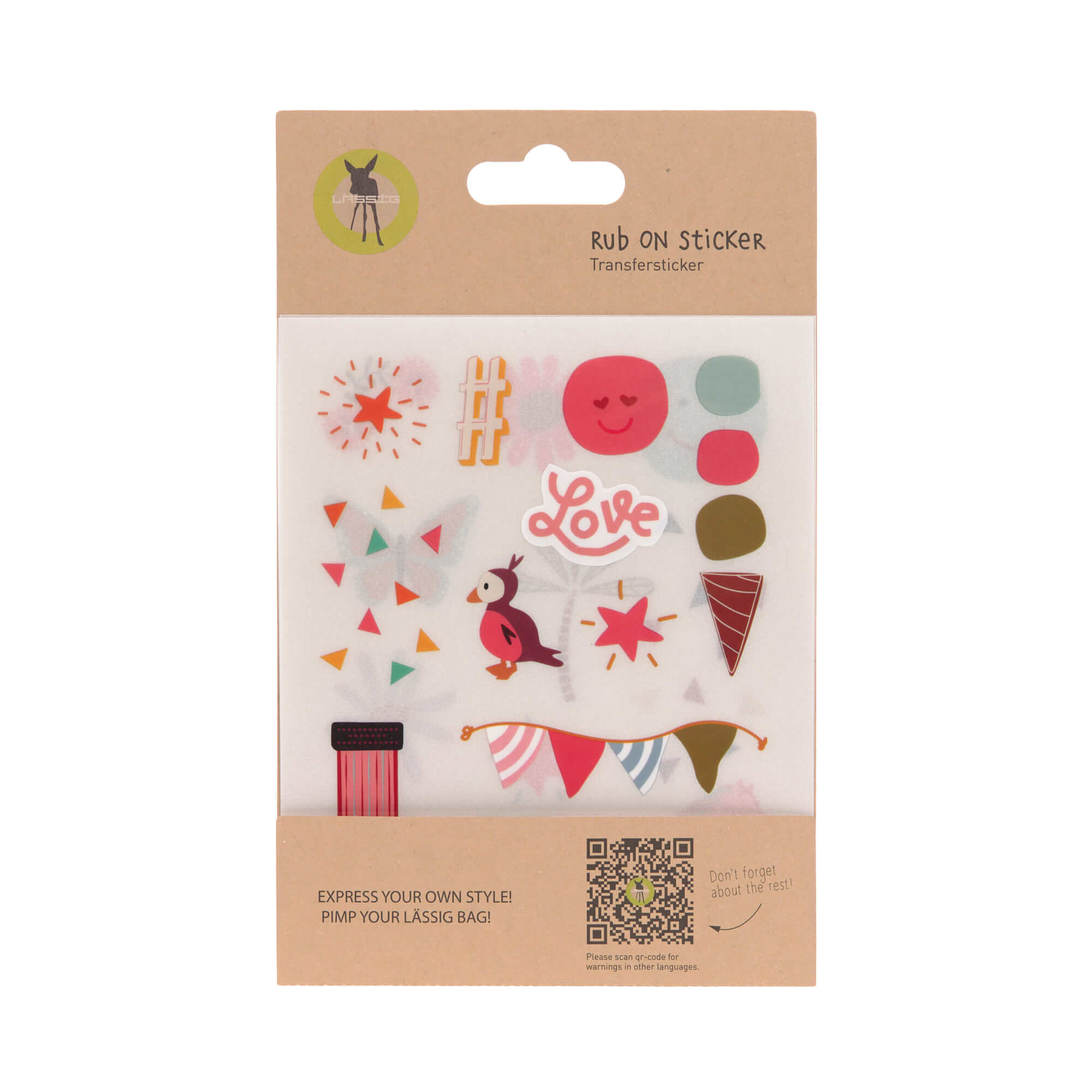 Transfer Sticker (3 Stk) - Rub on, Happy