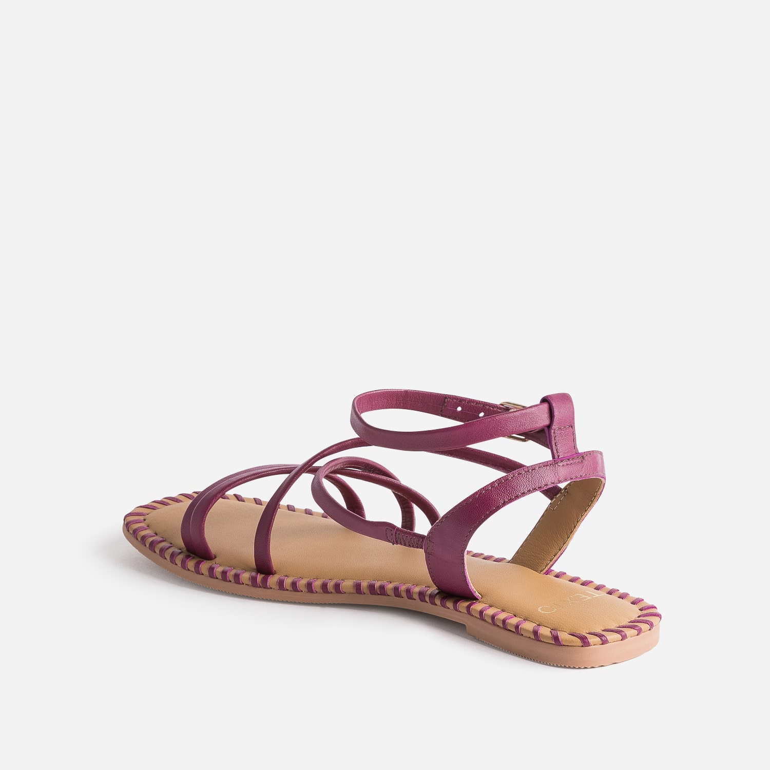 Sandale TEXTO prune en cuir